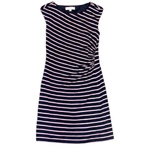 Loft SP Black & Pink Striped Mini Dress with Liner